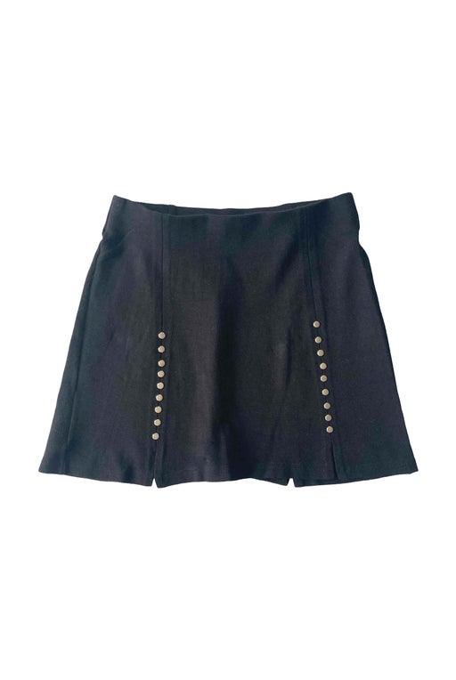 Elastane studded split mini skirt