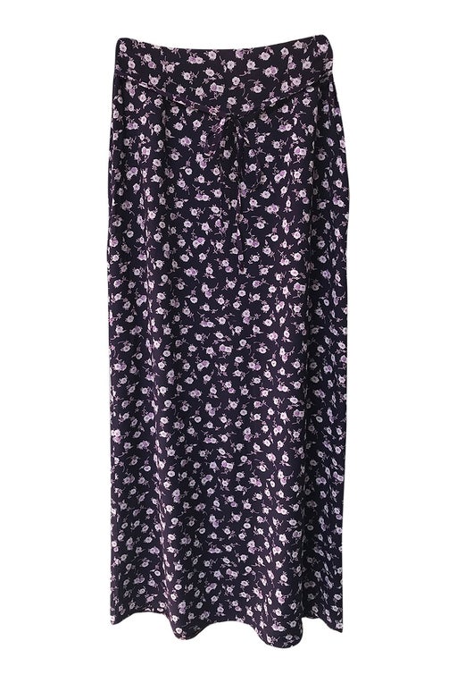 Long purple skirt with white flowers
