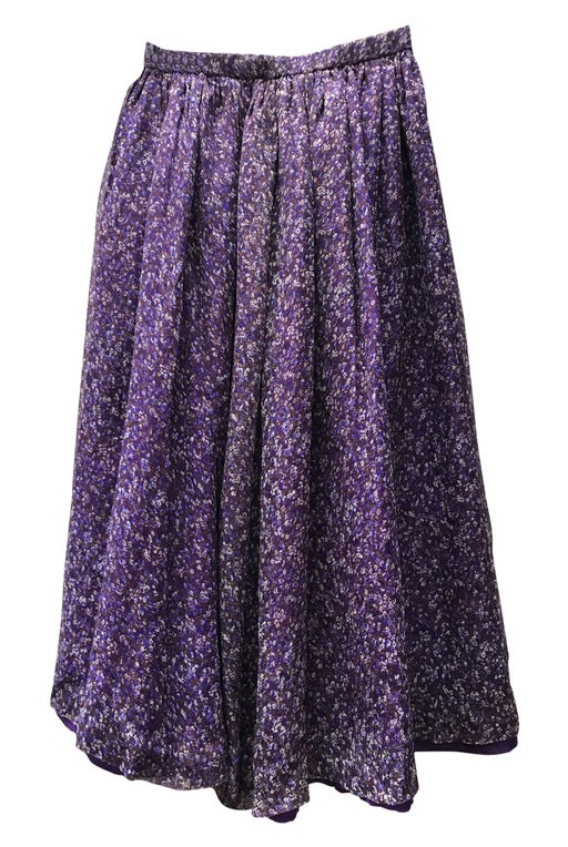 Handmade sewing skirt with purple flowers