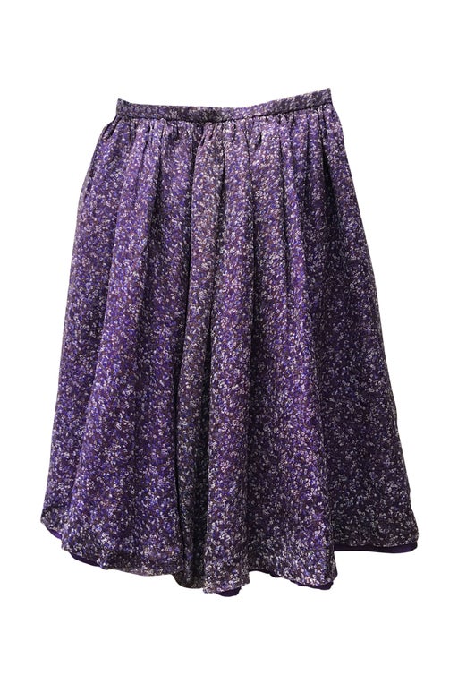 Handmade sewing skirt with purple flowers