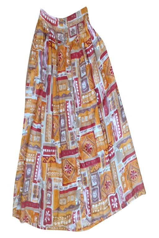 Vintage midi skirt High waist Flo pattern