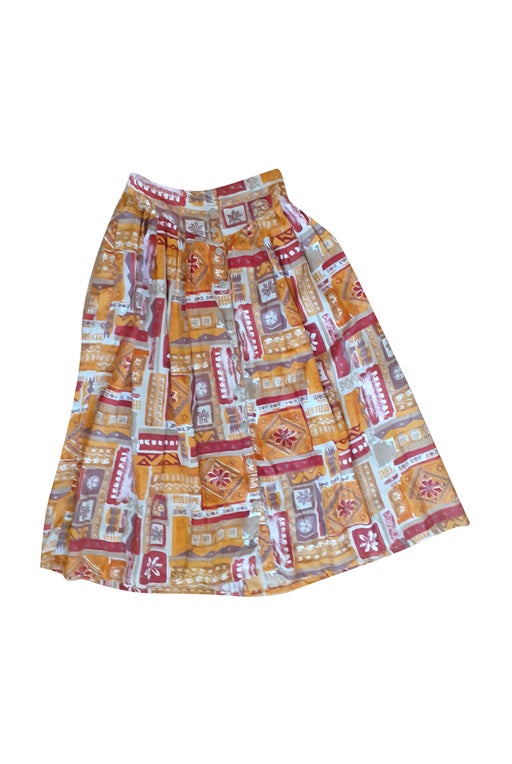 Vintage midi skirt High waist Flo pattern