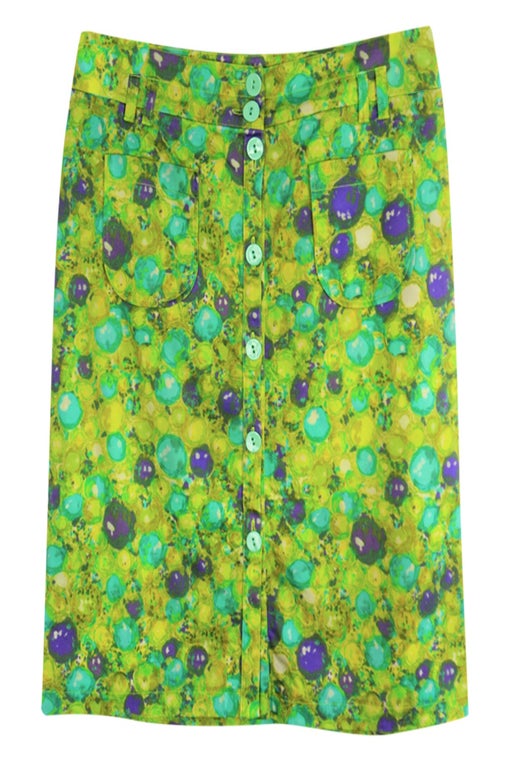 Buttoned patterned skirt, belt loops