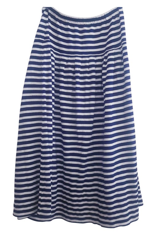 Long striped cotton-blend skirt