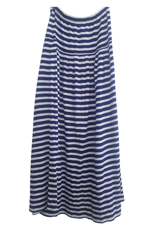 Long striped cotton-blend skirt