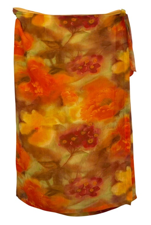 Wrap skirt in arty floral print in