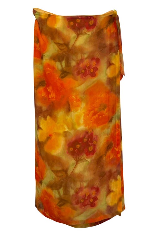 Wrap skirt in arty floral print in