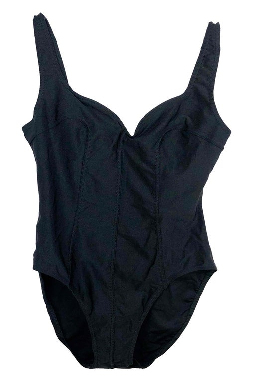Satin black one-piece swimsuit, t