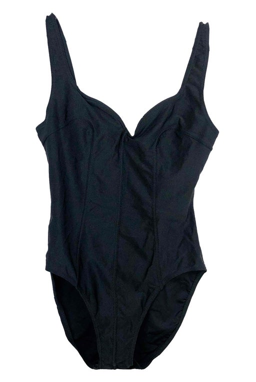 Satin black one-piece swimsuit, t