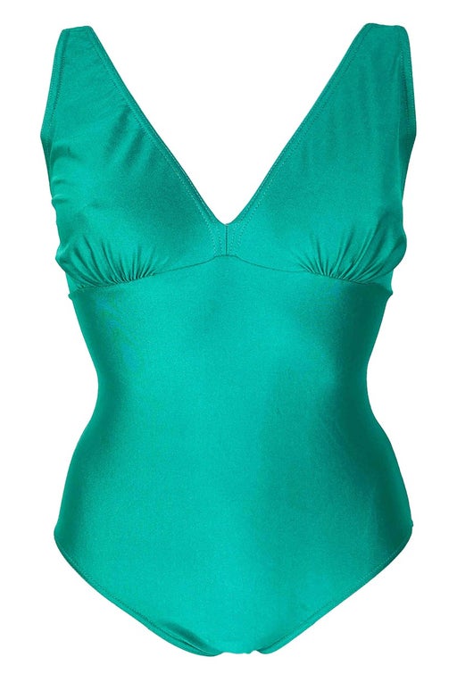 One-piece swimsuit, satin green