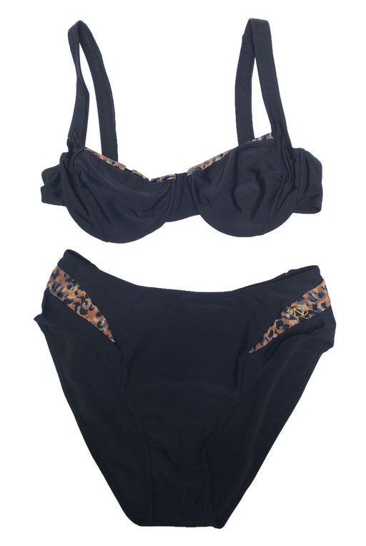 Black two-piece swimsuit with