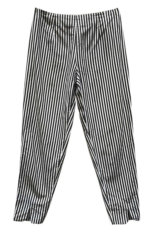 Black and white striped high waisted pants