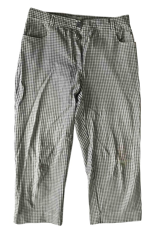 Cropped trousers with gingham patterns in cotto