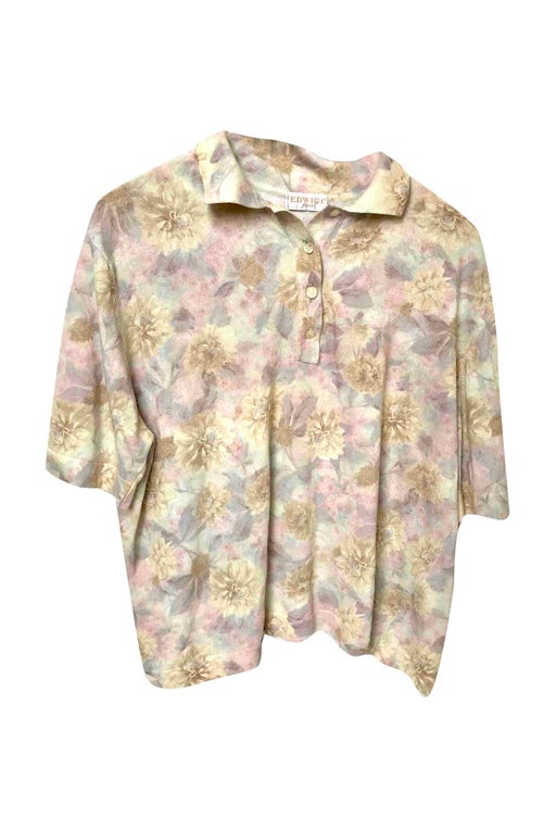 Pretty flowered cotton polo shirt with