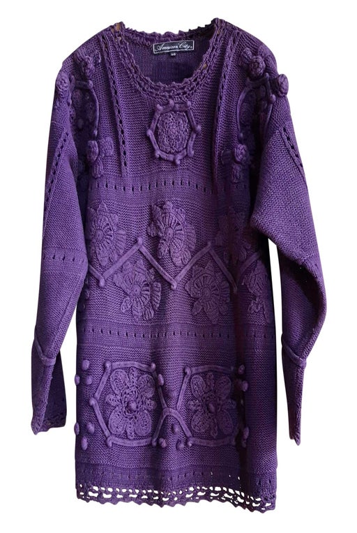purple 100% cotton sweater, nice work of