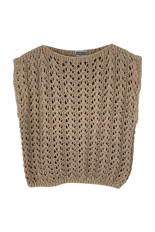 Sleeveless knitted crochet sweater ma