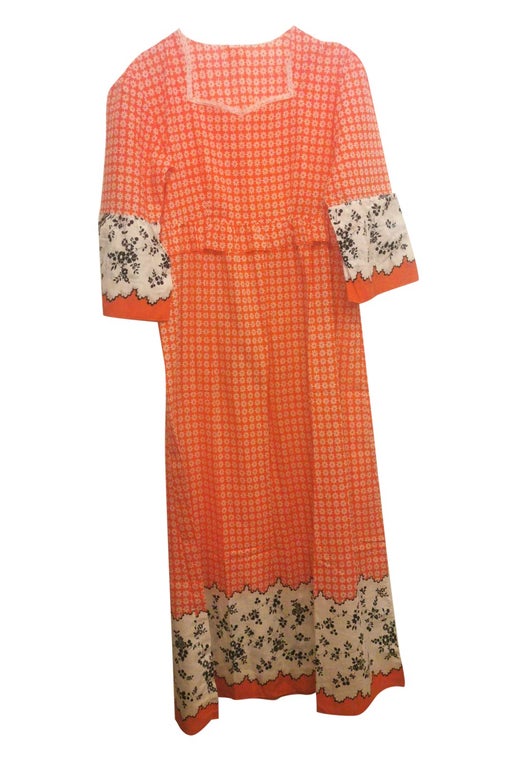 70s long dress in polyester and modal. M