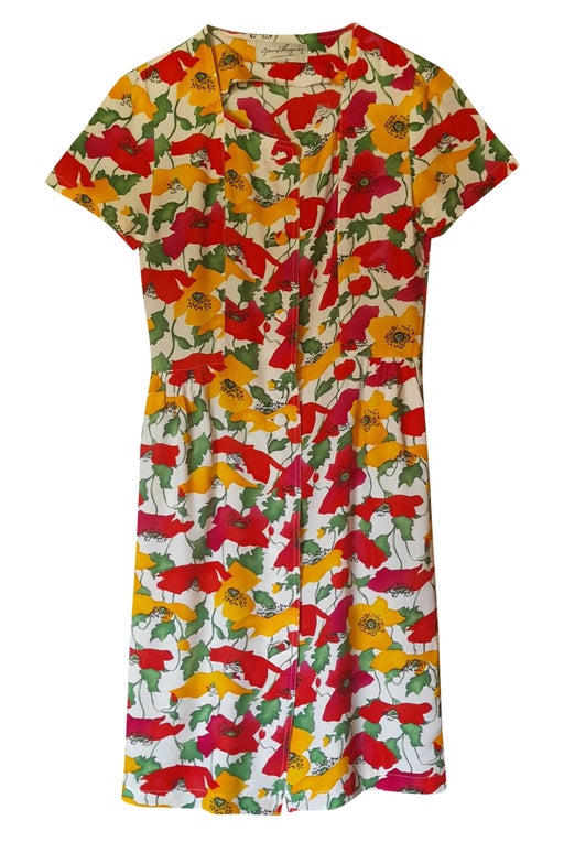 buttoned midi dress with flowers (open t