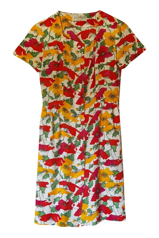 buttoned midi dress with flowers (open t