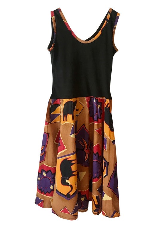 Floral print cotton dress. Wine