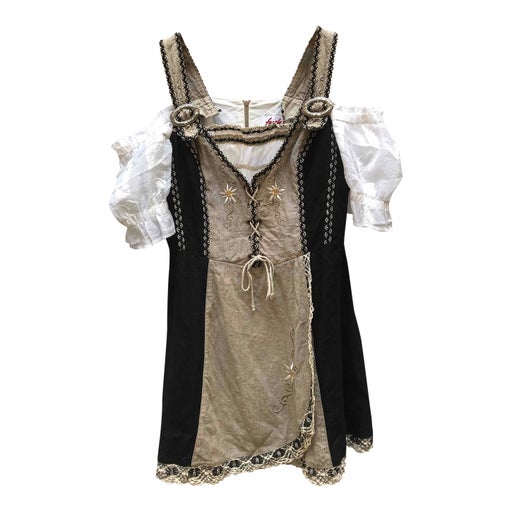Short beige and black Austrian dress,