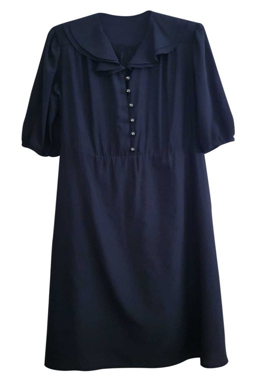 Black silk midi dress, long sleeves
