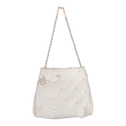 Small satin bridal bag embroidered with