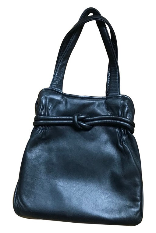 Black handbag - old in lambskin leather