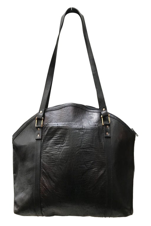 Black reptile leather bag with detail
