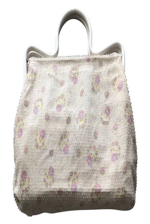 Ecru cotton bag with pearl details