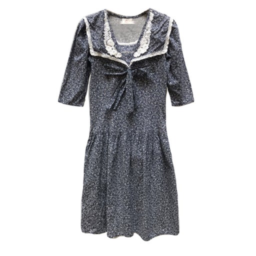 Navy blue and white floral dress,