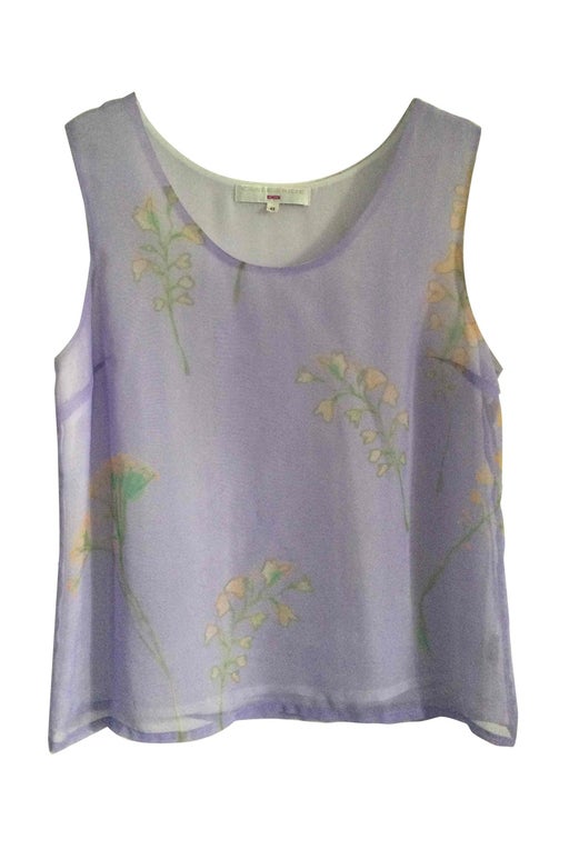 Lilac floral print tank top, veil