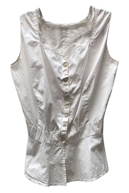Old white cotton blouse with gal