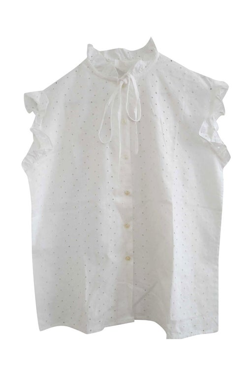 white sleeveless shirt with ang embroidery