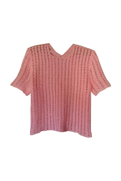 Handmade crochet pastel pink sweater, op