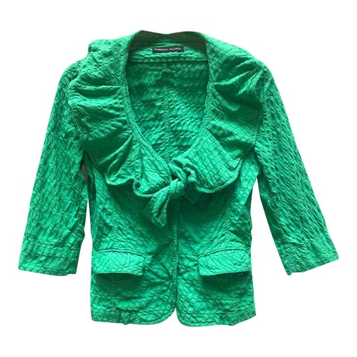 Green designer jacket in waffle fabrics