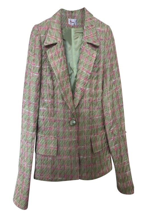 Short jacket in modè aqua green tweed