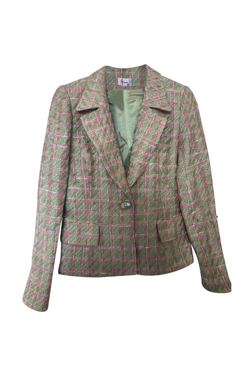 Short jacket in modè aqua green tweed
