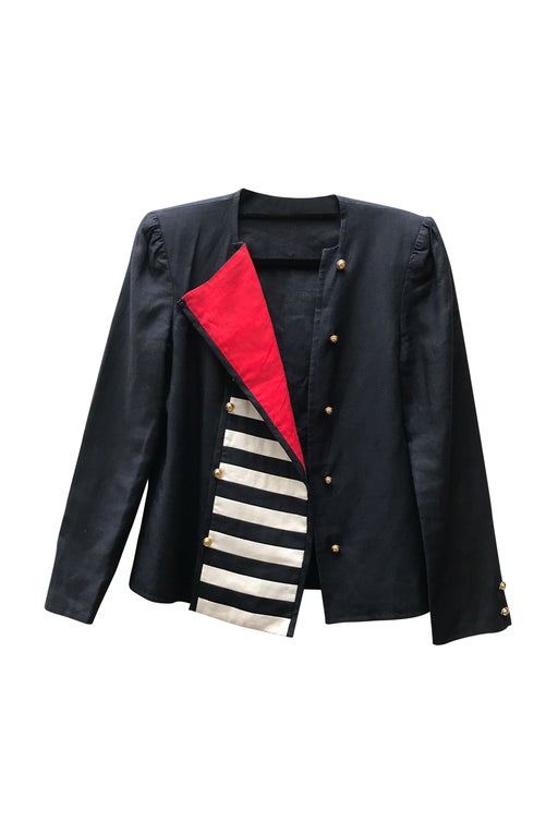 Valentino jacket in navy blue linen with