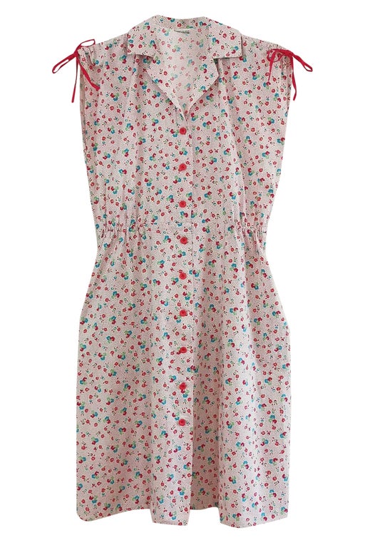 Floral cotton shirt dress. Length