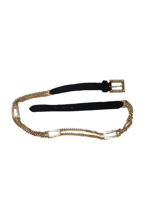 Suede-look leather belt and gold chain