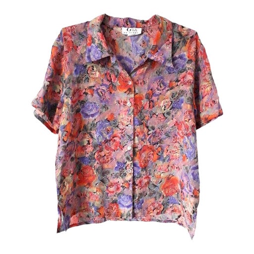 Silk blouse, colored, straight fit