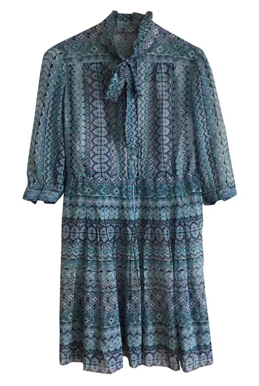 Vintage blue / purple print dress size