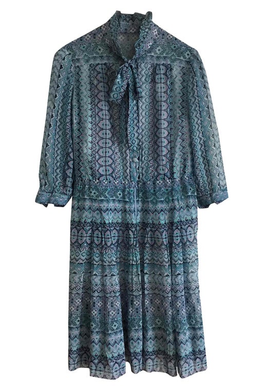 Vintage blue / purple print dress size