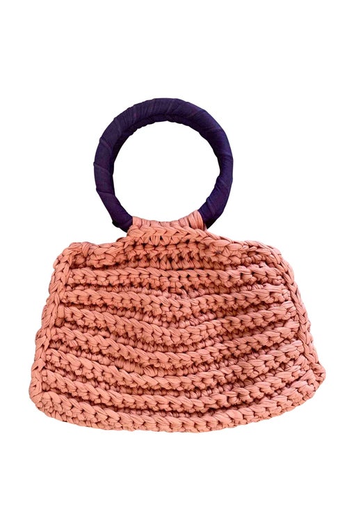 Pastel pink crochet bag, ru mesh