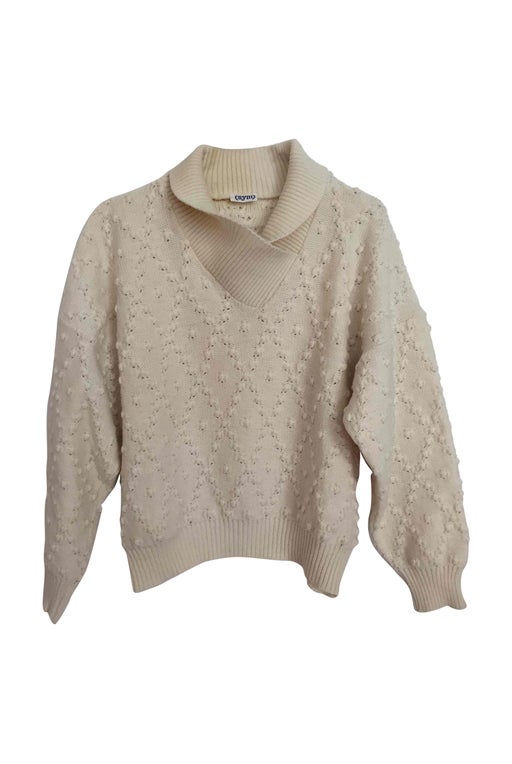 Ecru sweater 50% wool. Technical mesh m