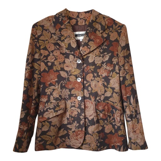 floral wool and silk blazer jacket