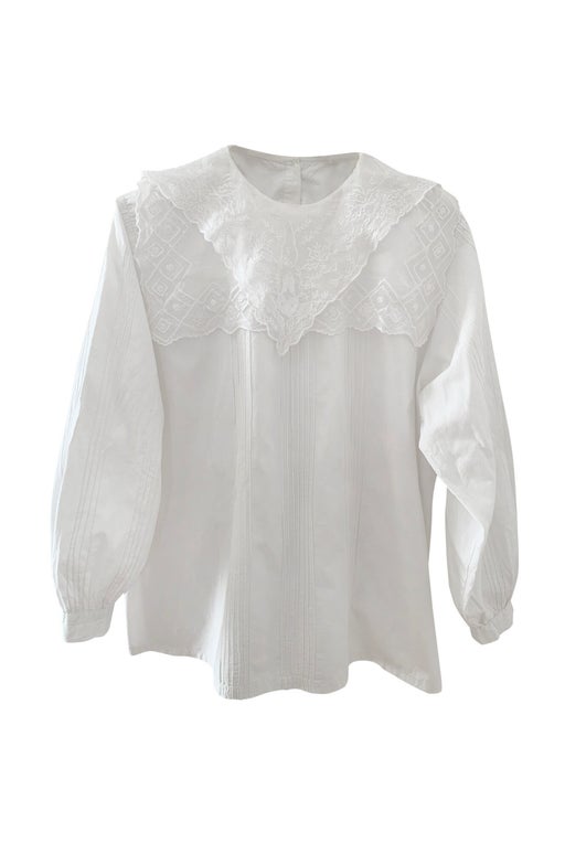 White embroidered blouse with beautiful collar