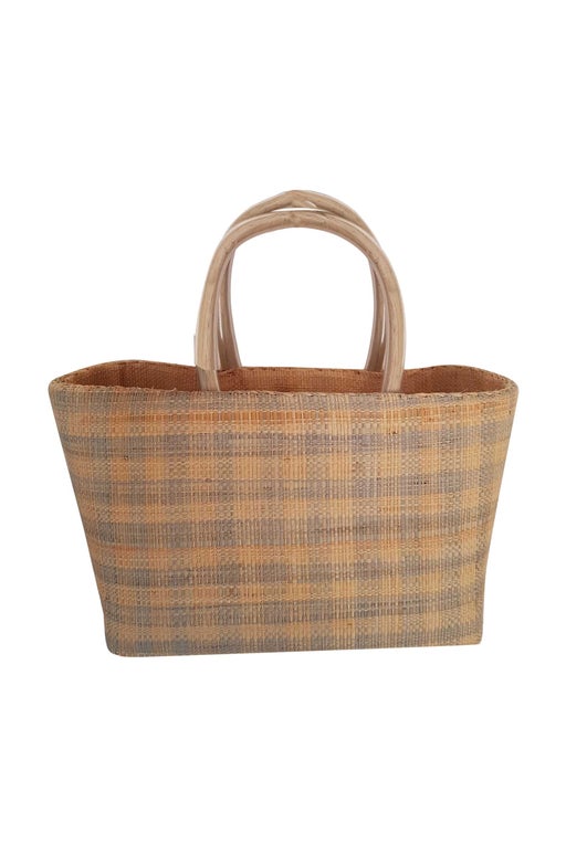 Checkered straw bag