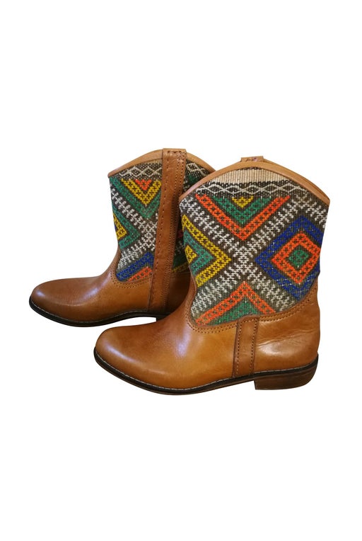 Patterned leather ankle boots